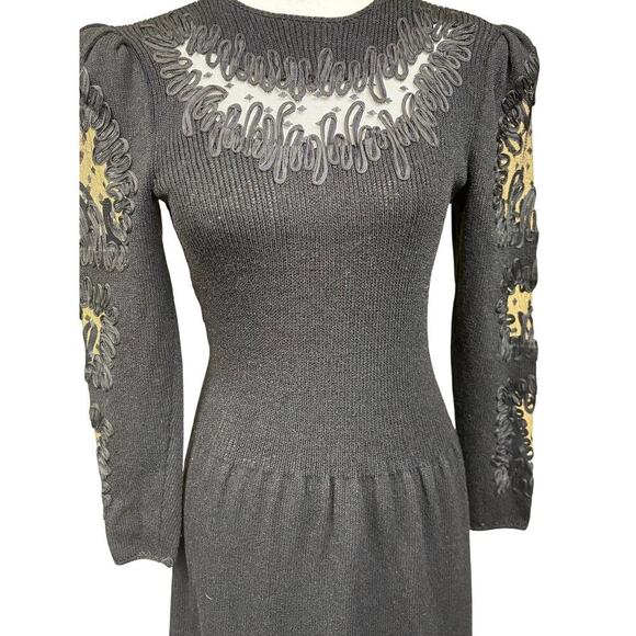 80s vintage Pat Sandler for Wellmore knit, lace illusion, Dynasty, Gothic, Glam - Picture 5 of 8